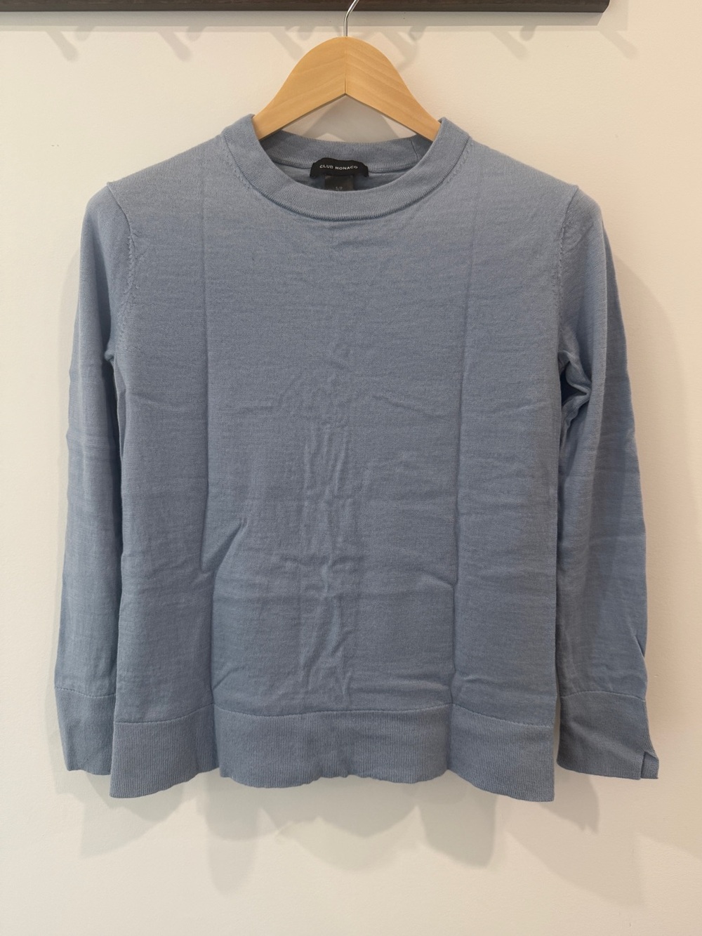 Club Monaco 100% Wool Lightweight Top Size S Light Blue All-Season Knit